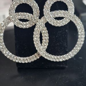 Elegant Silver Crystal Hoop Earrings